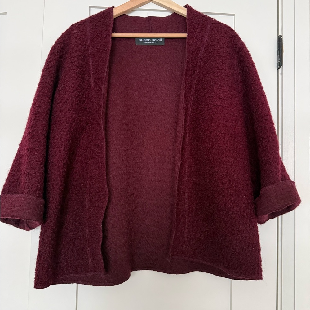 Susan Savill Women's Oversized Burgundy Open Cardigan - Size M-L - Picture 2 of 9